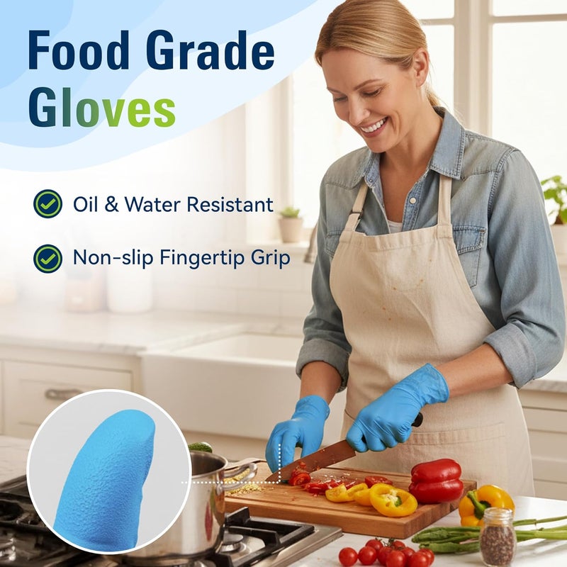 Swift Lite Nitrile Gloves, Food Safe Disposable Gloves Latex Free, Blue Rubber Gloves Powder Free for Cooking and Cleaning - Image 2